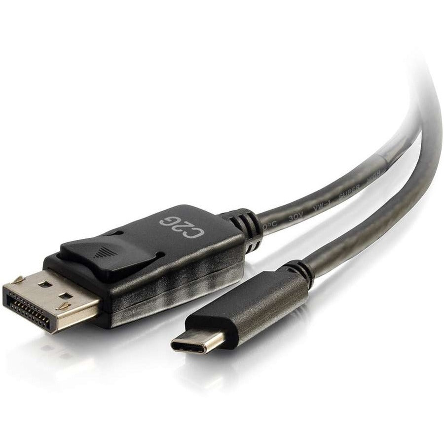 Close-up view of USB-C and DisplayPort connectors on C2G black cable showing gold-plated contacts-alternate-image1