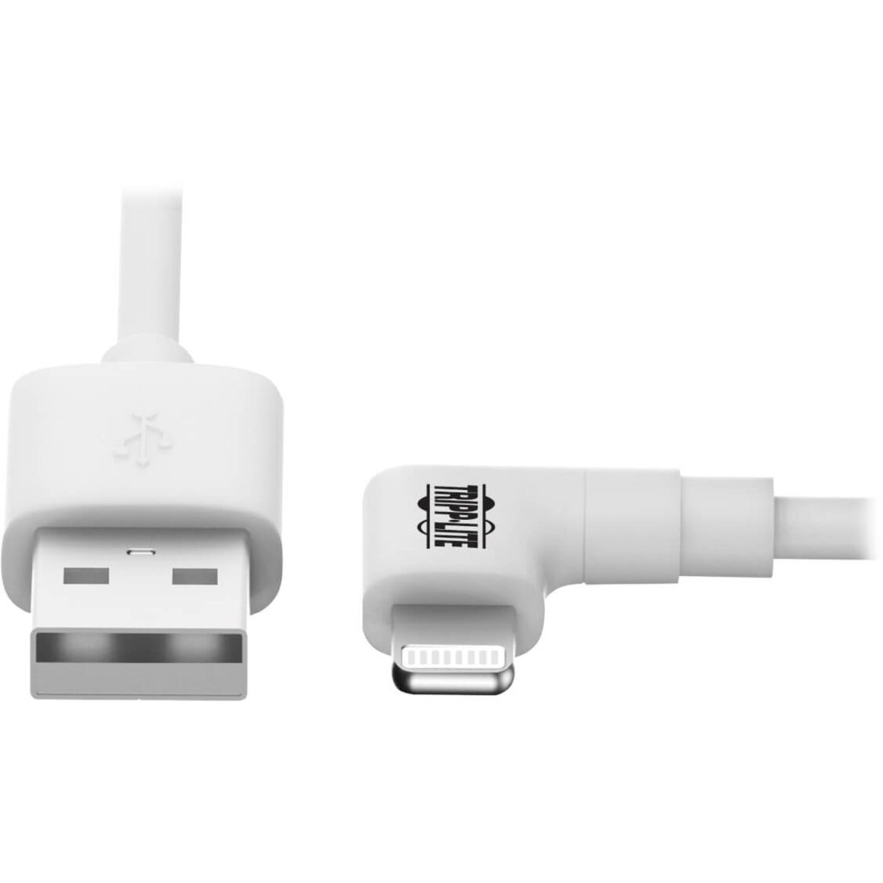 Tripp Lite M100-003-LRA-WH Sync/Charge Lightning/USB Datenübertragungskabel 3 ft Reversible Rechtwinkliger Anschluss MFI-zertifiziert