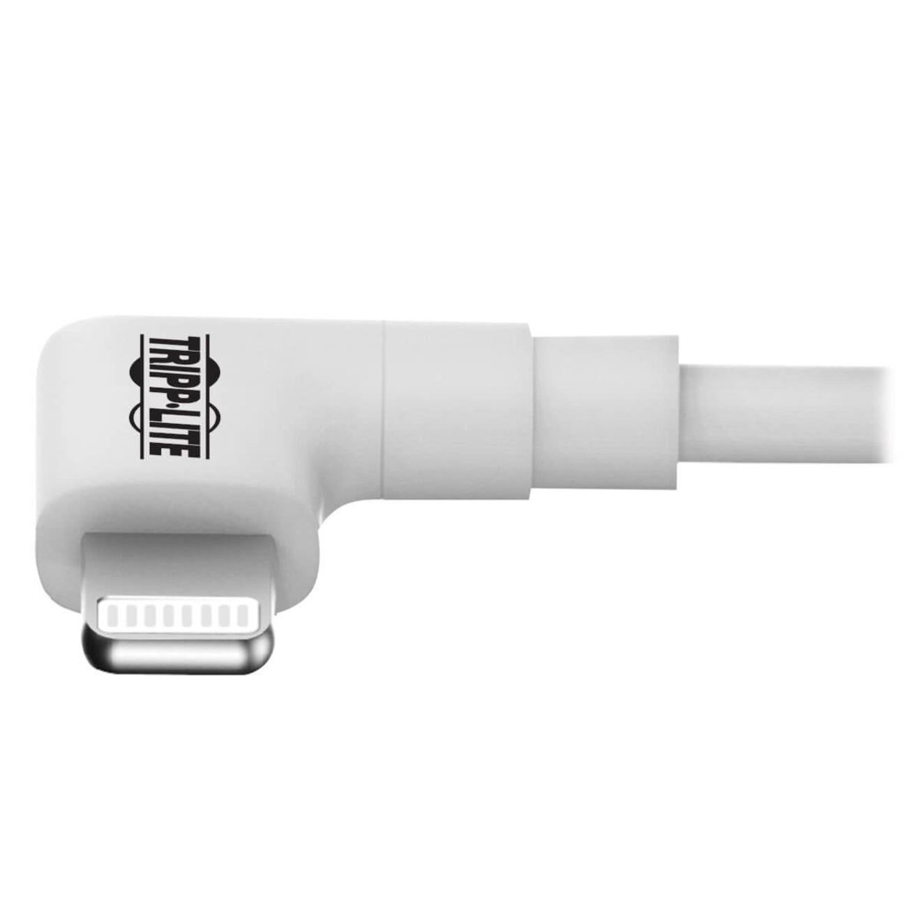 สายชาร์จ/ซิงค์ Tripp Lite M100-003-LRA-WH สำหรับข้อมูล Lightning/USB 3 ฟุต หัวเชื่อมย้อนกลับ ขั้วต่อเอียง รับรอง MFI