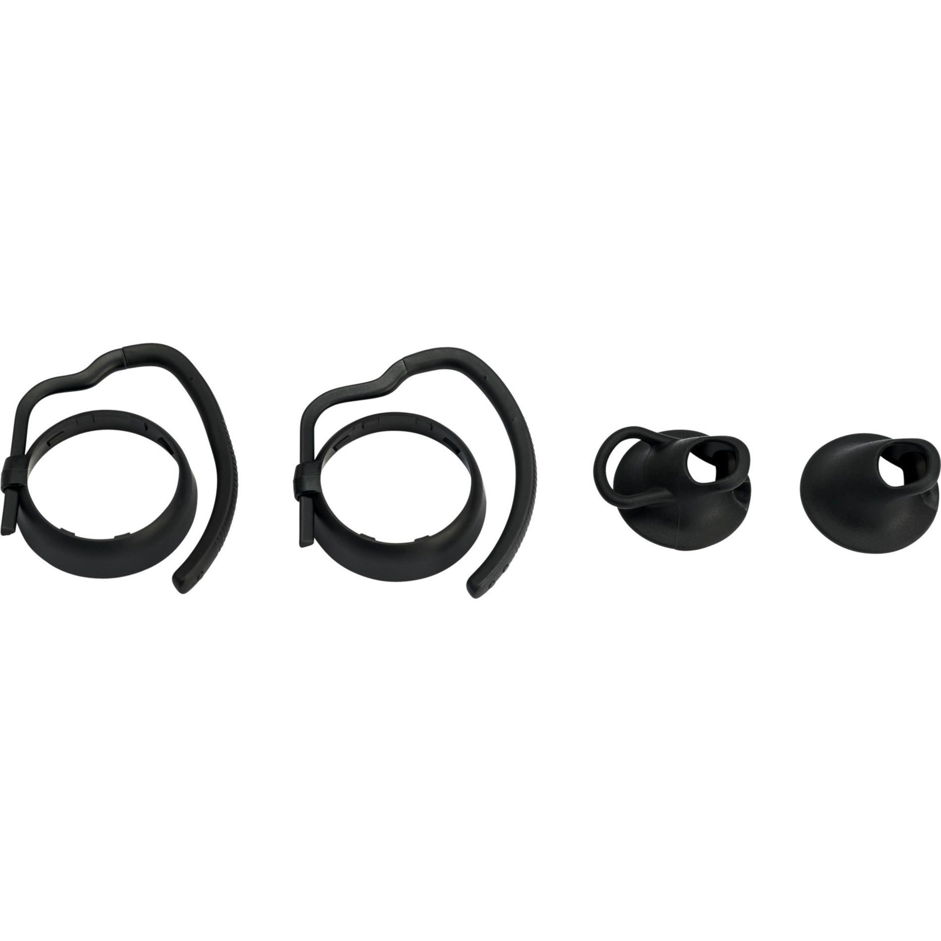 Jabra Engage Convertible Accessory Kit showing two black earhooks and two EarGels against white background-alternate-image1