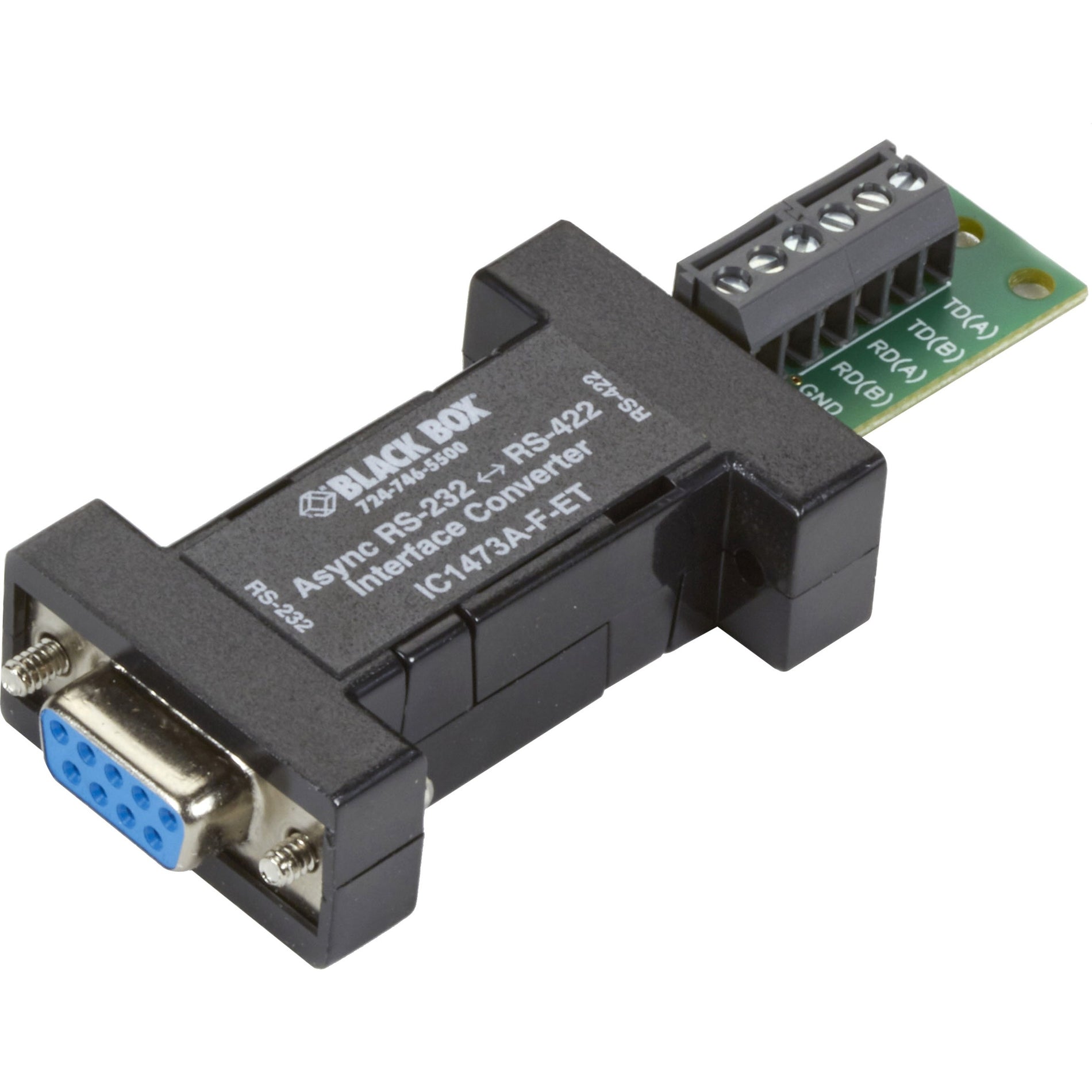 Black Box IC1473A-F-ET Async RS-232 to RS-422 Interface Converter - DB9 to Terminal Block, Data Transfer Adapter