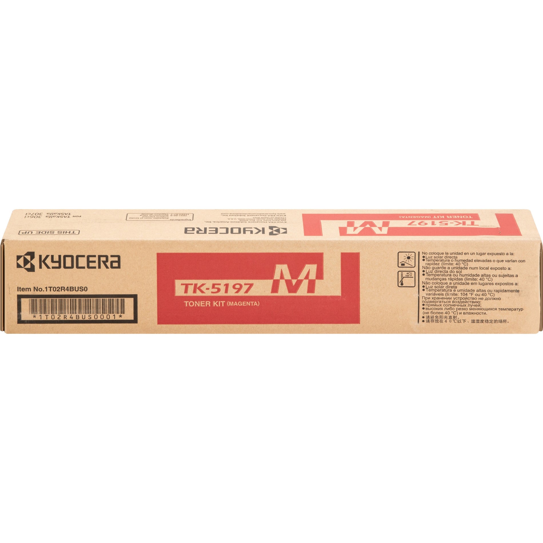 Kyocera TK-5197M magenta toner cartridge in original packaging showing product details and specifications-alternate-image1