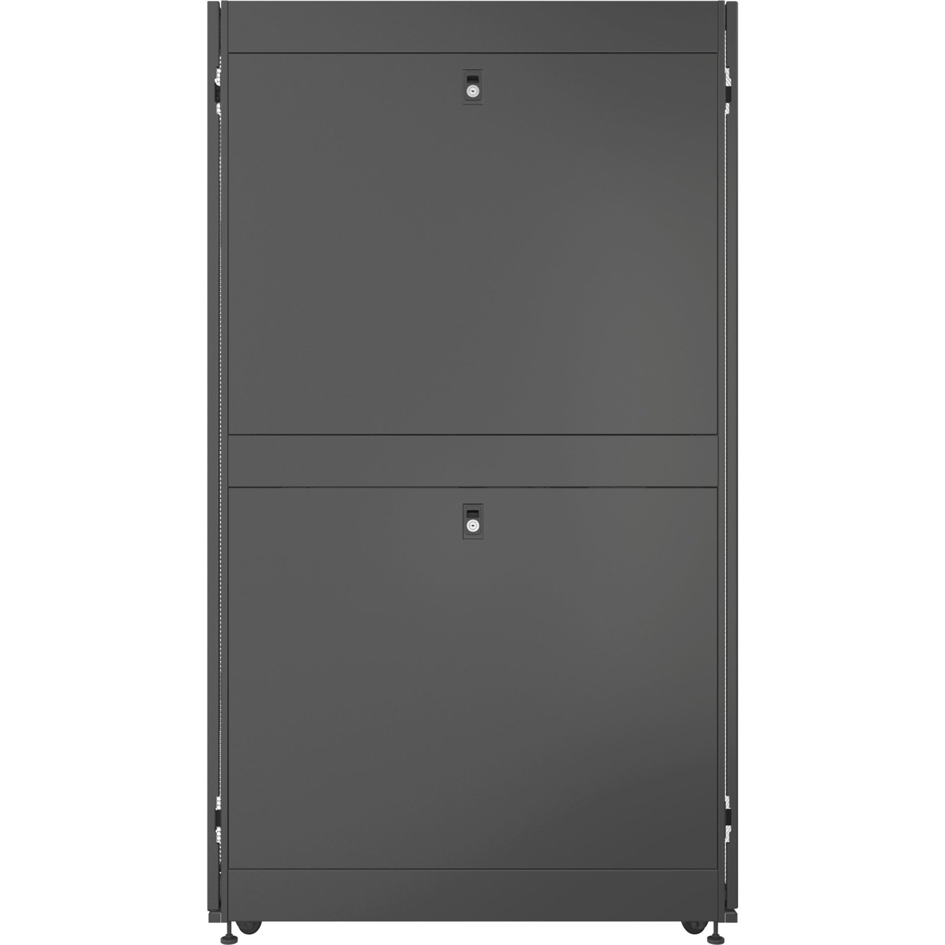 Rear view of Vertiv VR3100 server rack showing secure access panel design-alternate-image6