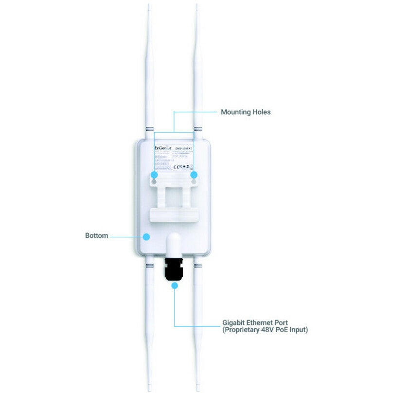 EnGenius ENH1350EXT EnTurbo AC1300 Wave 2 Outdoor Access Point, Dual-Band Gigabit Ethernet, IP67