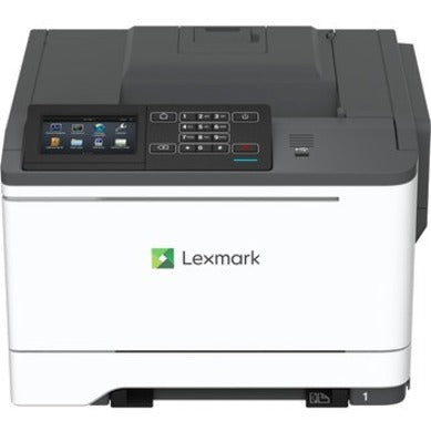 Front view of Lexmark CS622de color laser printer showing 4.3-inch touchscreen interface and clean white design