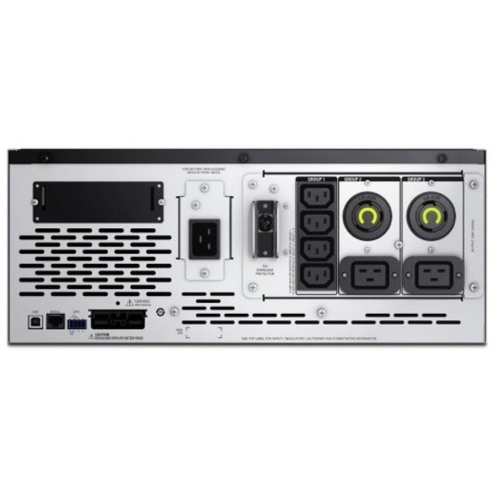 Rear panel view of APC Smart-UPS X 3000VA showing multiple power outlets and connectivity ports