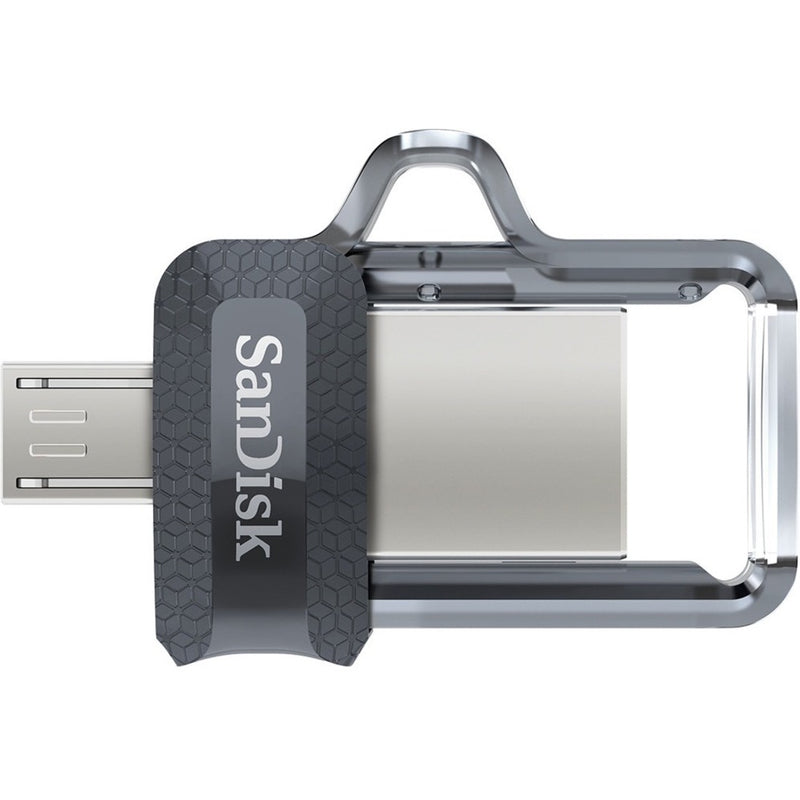 Top view of SanDisk Ultra Dual Drive m3.0 highlighting compact design and carrying loop