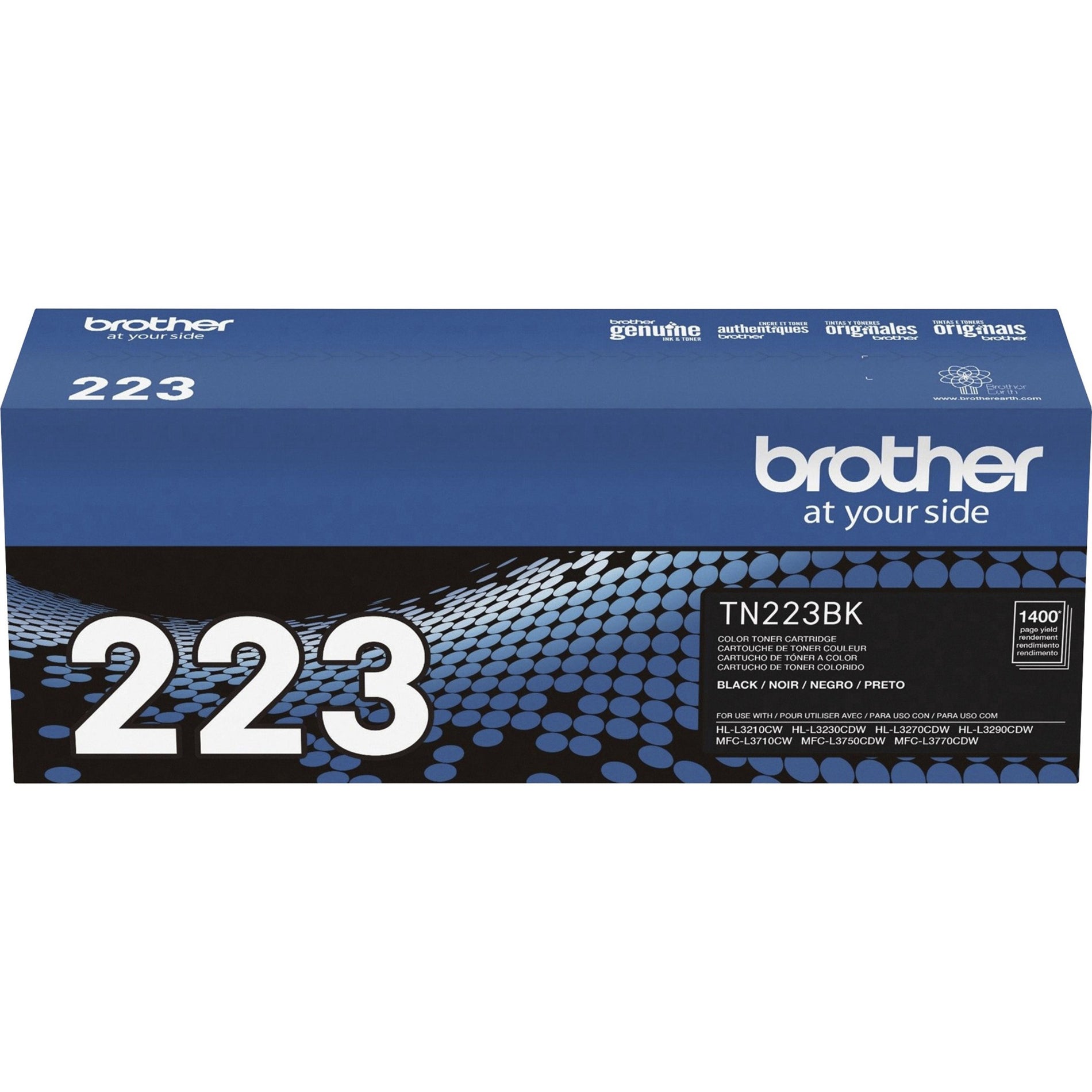 Brother TN223BK 原装 TN-223BK 标准产量 黑色碳粉盒，1400 页产量 品牌名称：兄弟 兄弟