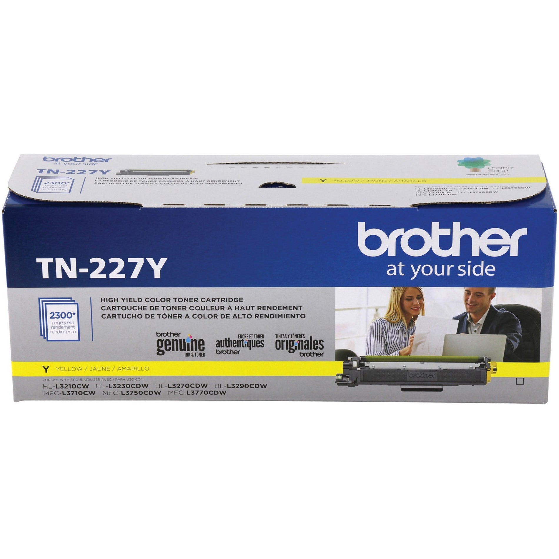 Brother TN227Y Genuine High Yield Yellow Toner Cartridge, Compatible with HL-L3210CW, HL-L3230CDW, HL-L3270CDW, HL-L3290CDW, MFC-L3710CW, MFC-L3750CDW, MFC-L3770CDW