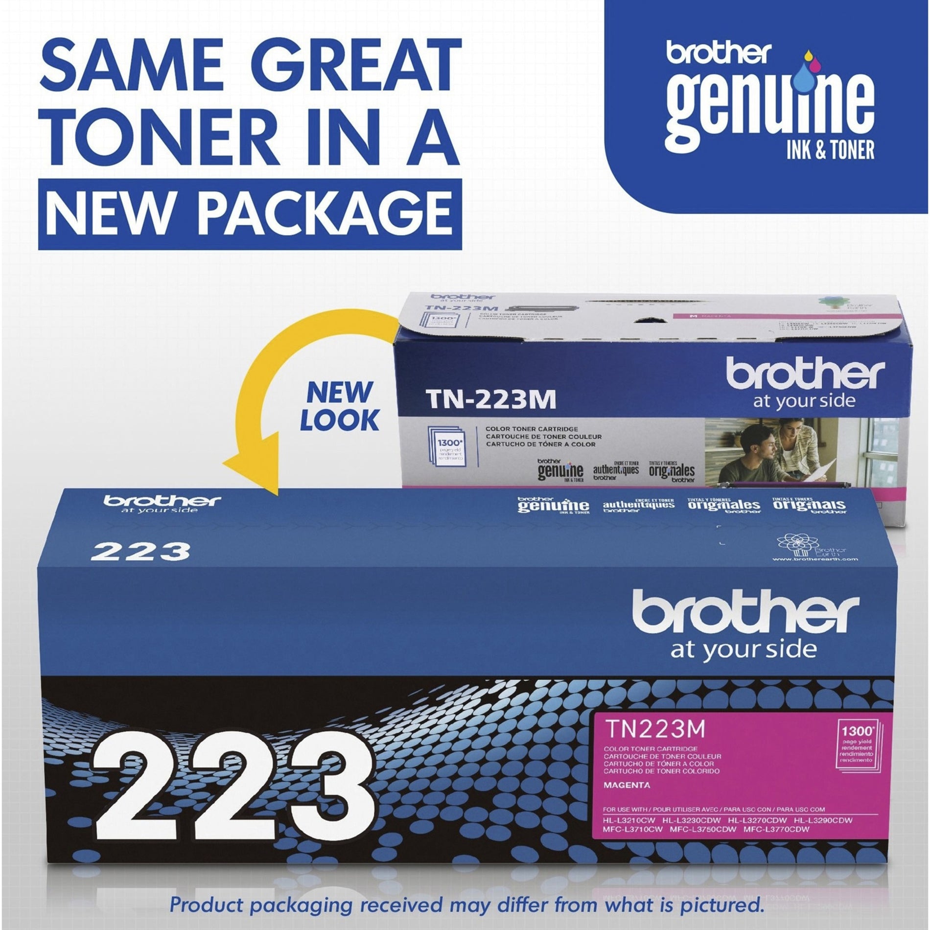 Brother TN223M ตลับหมึกแท้ สีม่วง ผลผลิต 1300 หน้า