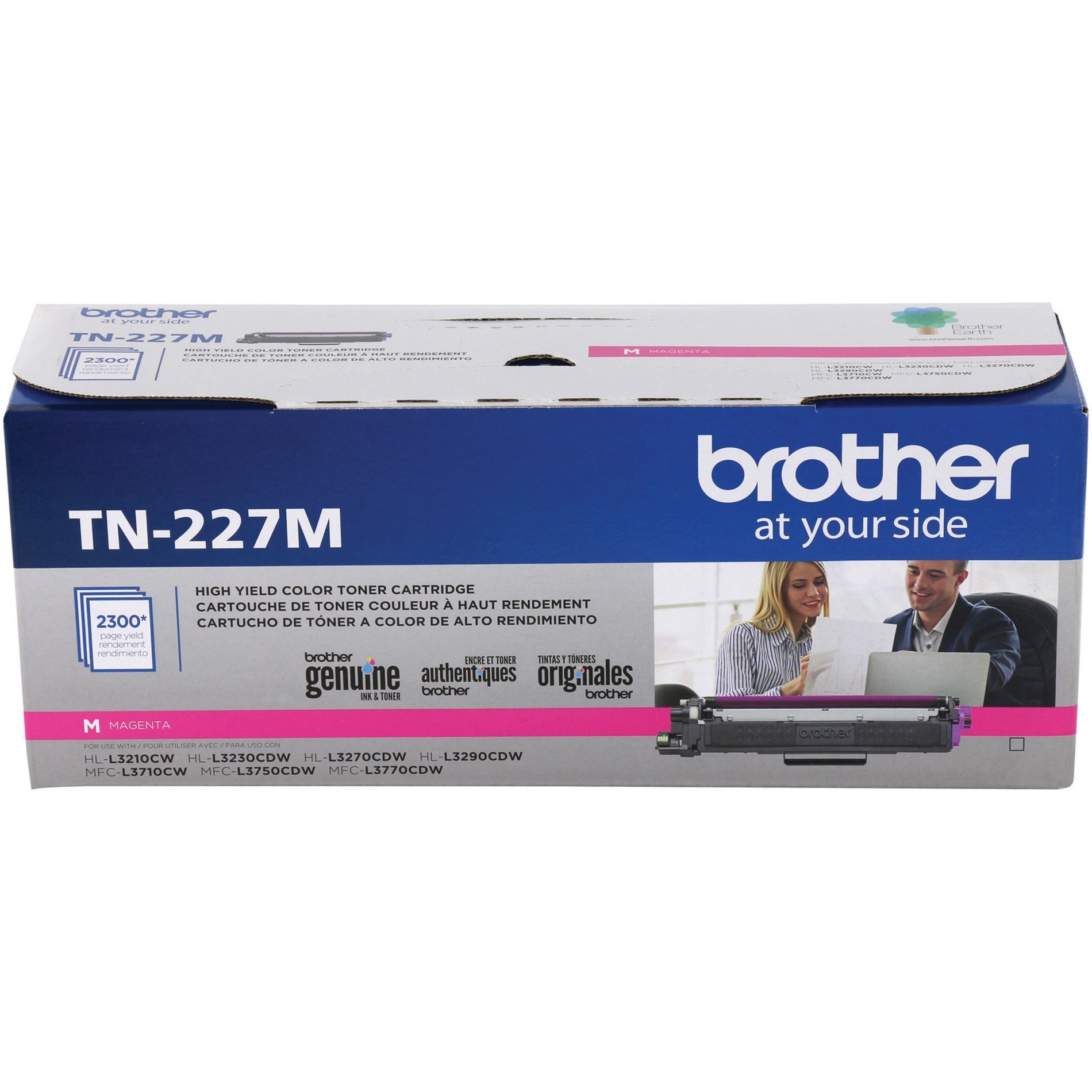 หมึกพิมพ์โทนเนอร์สีม่วงแท้ ยี่ห้อ Brother รุ่น TN227M ความจุสูง พิมพ์ได้สูงสุด 2300 หน้า