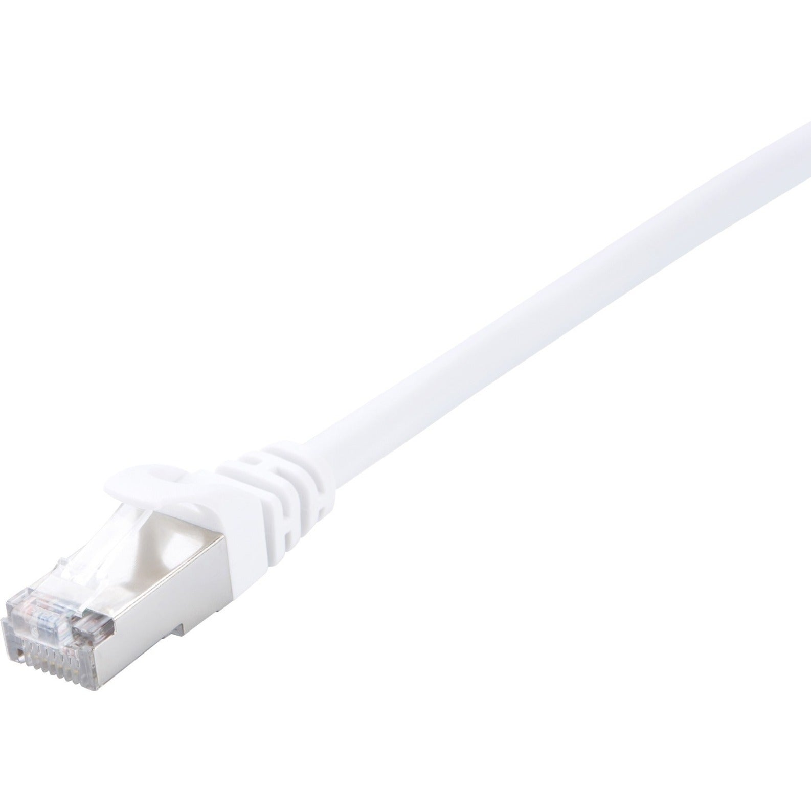 V7 V7CAT5STP-01M-WHT-1N White Cat5e Shielded (STP) Cable RJ45 Male to RJ45 Male 1m 3.3ft, Molded, Booted, Locking Latch, Strain Relief, Noise Reducing