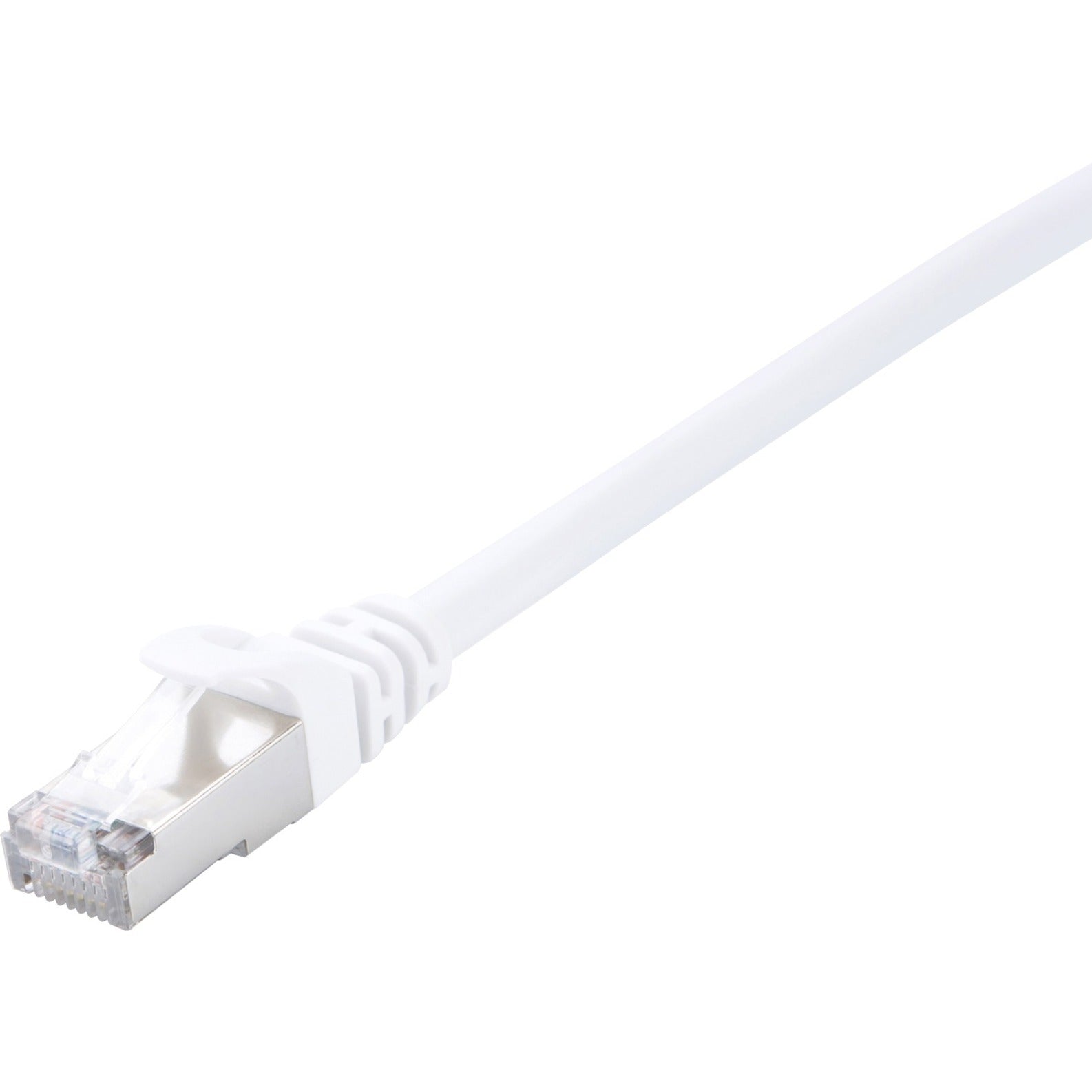 V7 V7CAT6STP-02M-WHT-1N White Cat6 Shielded (STP) Cable RJ45 Male to RJ45 Male 2m 6.6ft, Strain Relief, Locking Latch, Crosstalk Protection, Noise Reducing