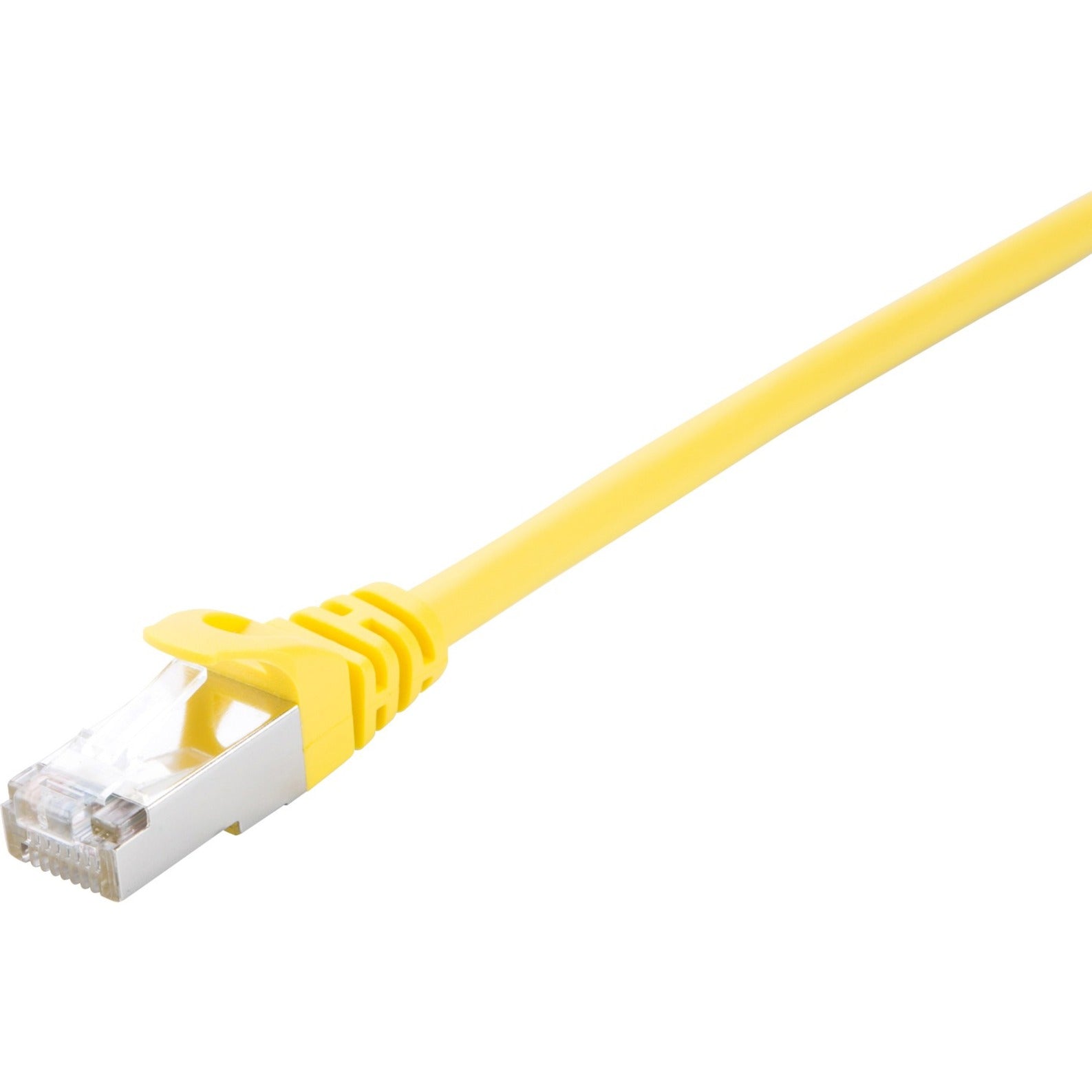 V7 V7CAT6STP-05M-YLW-1N Yellow Cat6 Shielded (STP) Cable RJ45 Male to RJ45 Male 5m 16.4ft, Strain Relief, Locking Latch, Crosstalk Protection, Noise Reducing