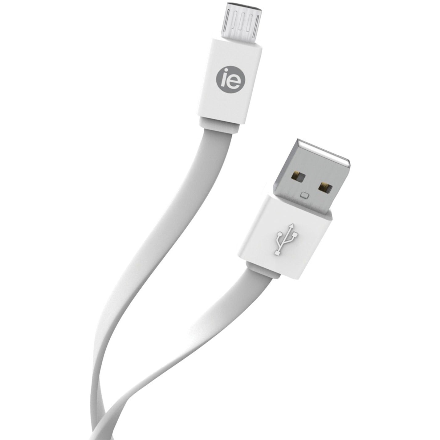 DigiPower IEN-FC4M-WT Micro-USB/USB Data Transfer Cable, 4 ft Charging, Tangle-free, Flat, White