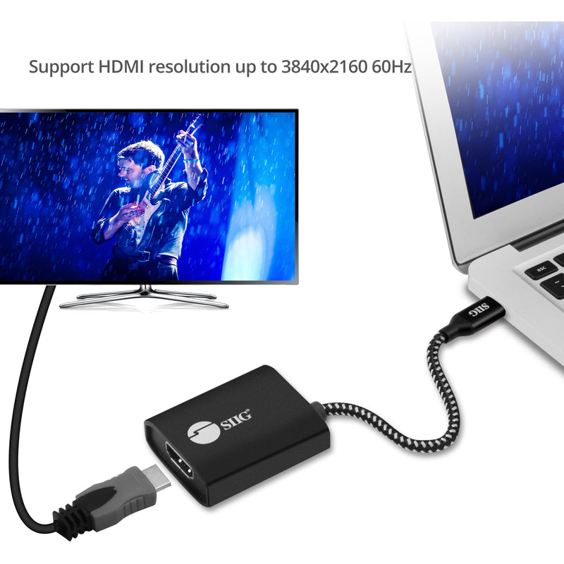 SIIG adapter connected to laptop and 4K display showing high resolution output