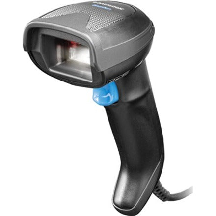 Side view of Datalogic Gryphon GD4520 barcode scanner showing scanning window and trigger button