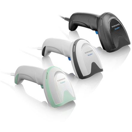 Three Gryphon scanners in different colors displaying ergonomic design