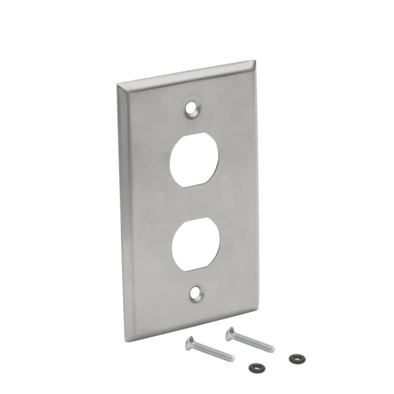 Wall plate shown with included industrial-grade mounting hardware