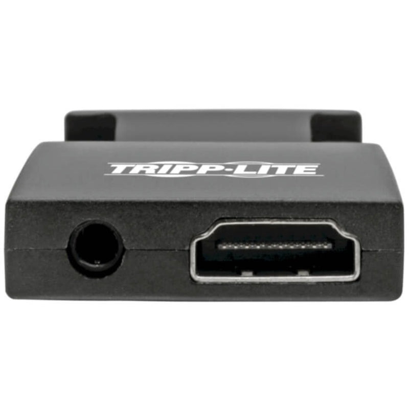 Close-up of HDMI port and 3.5mm audio jack on the converter