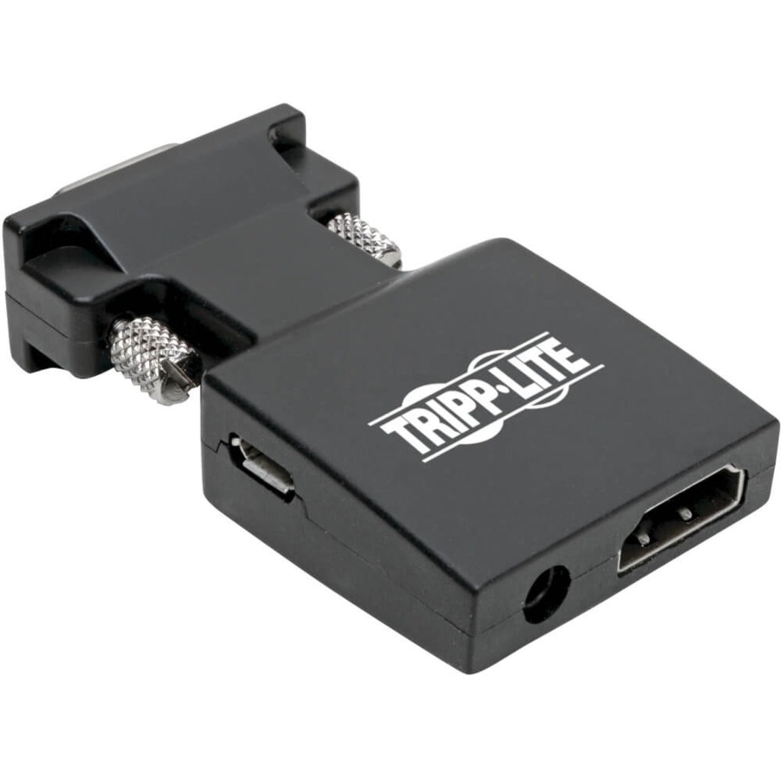 Tripp Lite HDMI to VGA converter adapter showing HDMI input port and micro-USB power port-alternate-image1