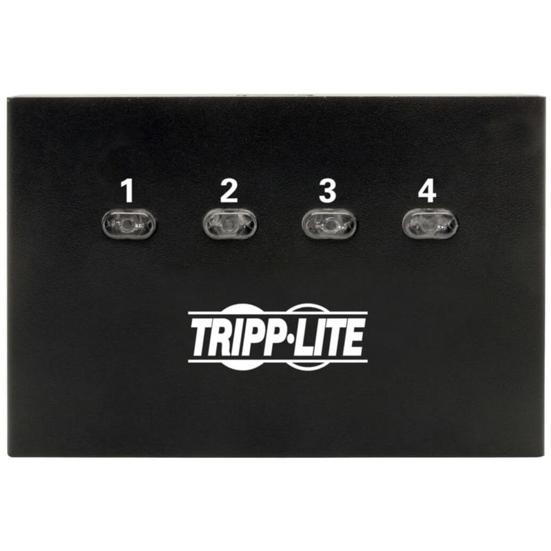 Top view of Tripp Lite USB switch showing four numbered selection buttons with LED indicators