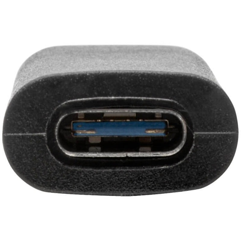 Close-up of USB Type-C female port showing reversible connector design