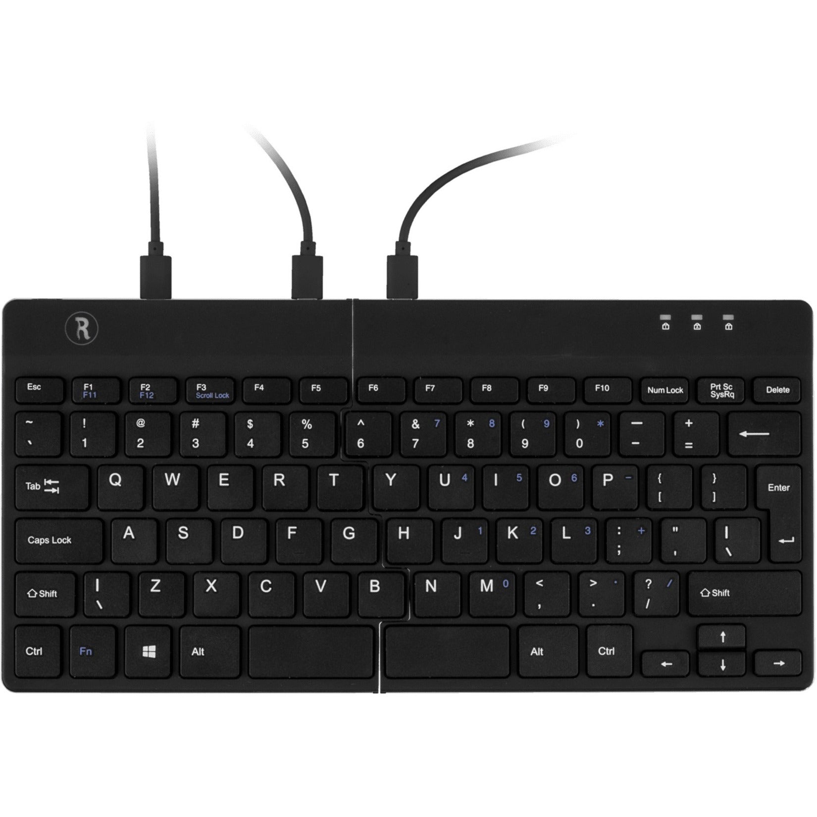 R-Go Split Ergonomic Keyboard, QWERTY (US), Black, Wired (RGOSP-USWIBL) Front image