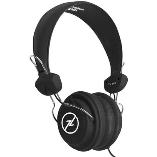 Angular view of Hamilton Buhl Favoritz headset showing branded ear cup design