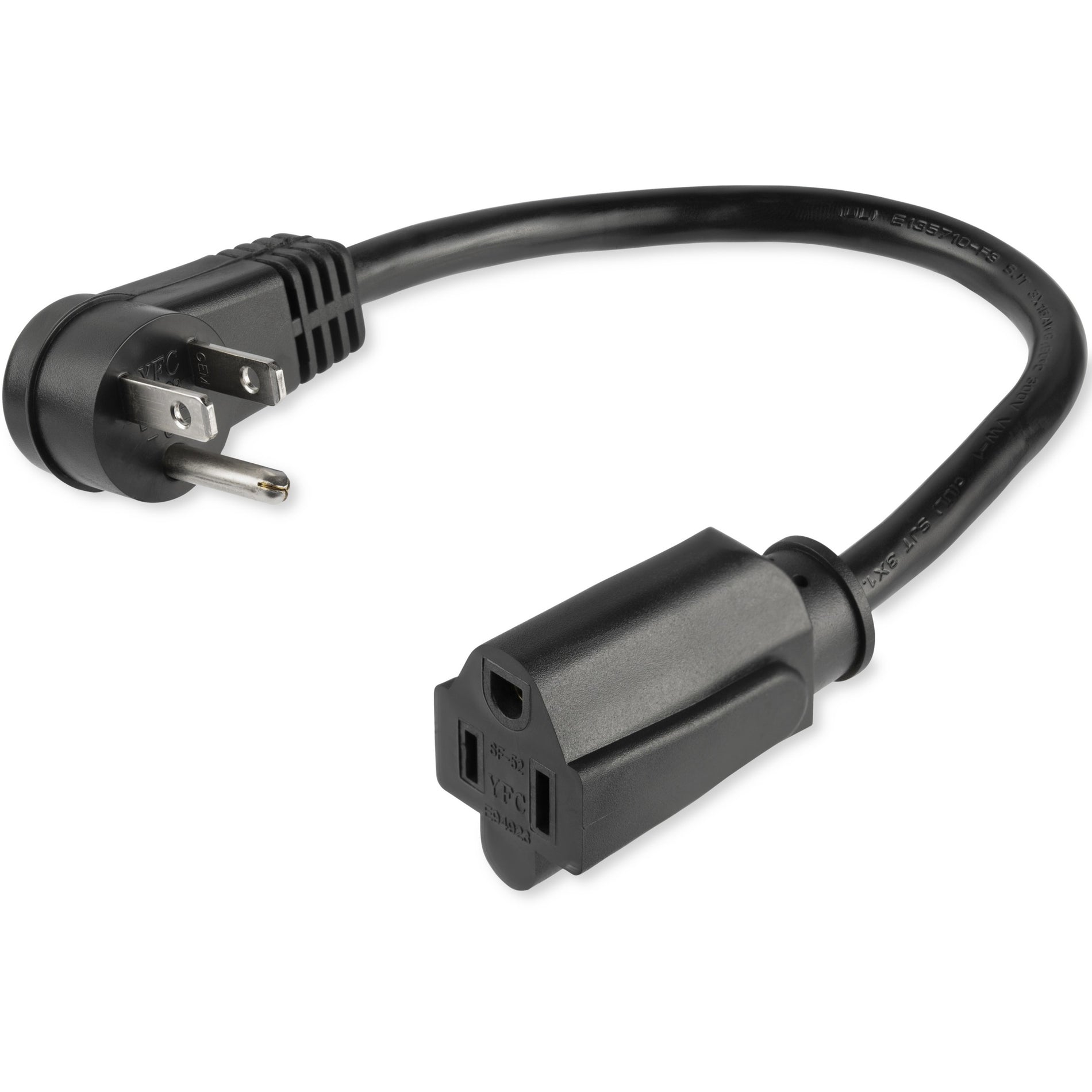 StarTech.com PAC101R1 Power Extension Cord 1 ft Flat Low Profile Right Angle Power Cable