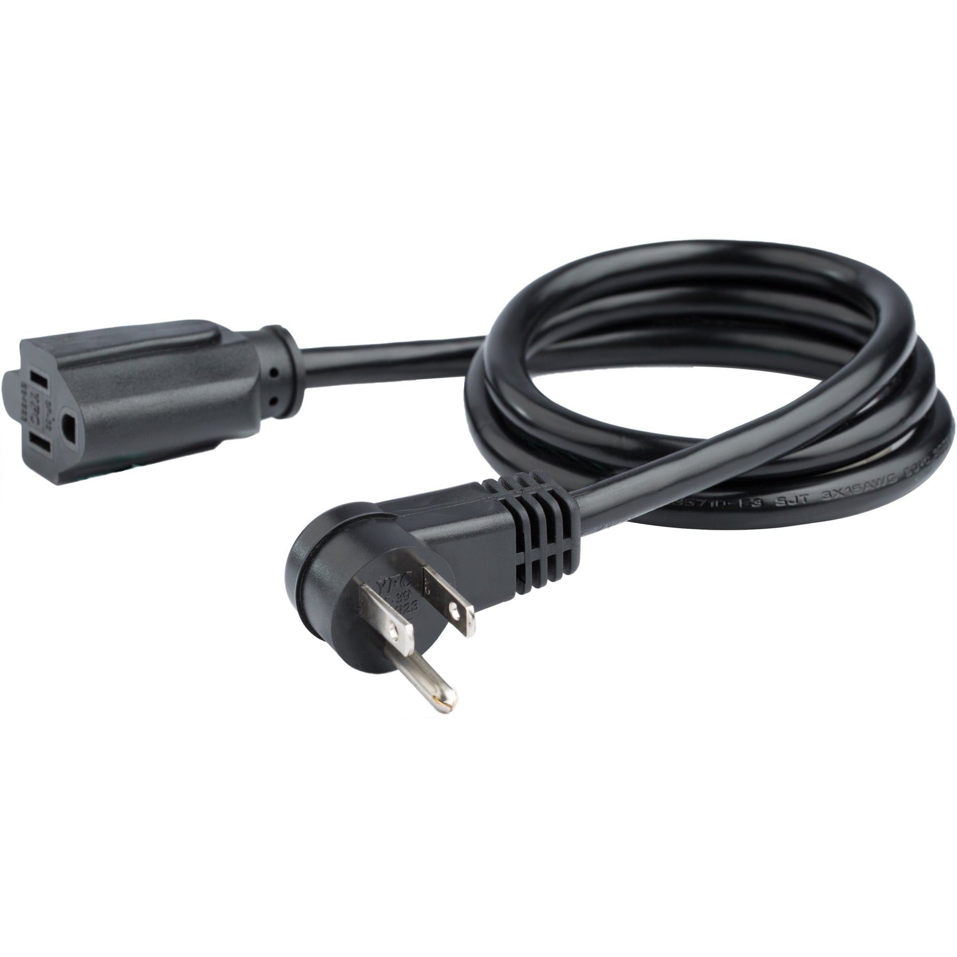 StarTech.com PAC101R3 Flat Extension Cord - NEMA 5-15R to NEMA Right-Angle 5-15P - 3 ft., Power Extension Cord