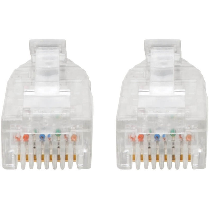 Detailed front view of RJ45 connector pins and contact arrangement