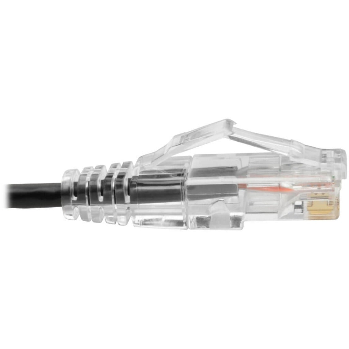 Tripp Lite N201-S01-BK Cat6 UTP Patch Cable (RJ45) - M/M Gigabit Snagless Molded Slim Black 1 ft.  Tripp Lite N201-S01-BK Cat6 UTP Cabo de Remendo (RJ45) - M/M Gigabit Sem Agarrões Moldado Fino Preto 1 pé.