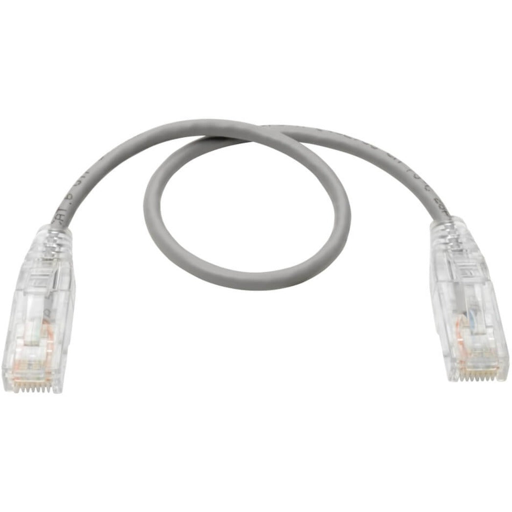 Curved view of slim gray Cat6 patch cable showing flexibility and compact design-alternate-image2