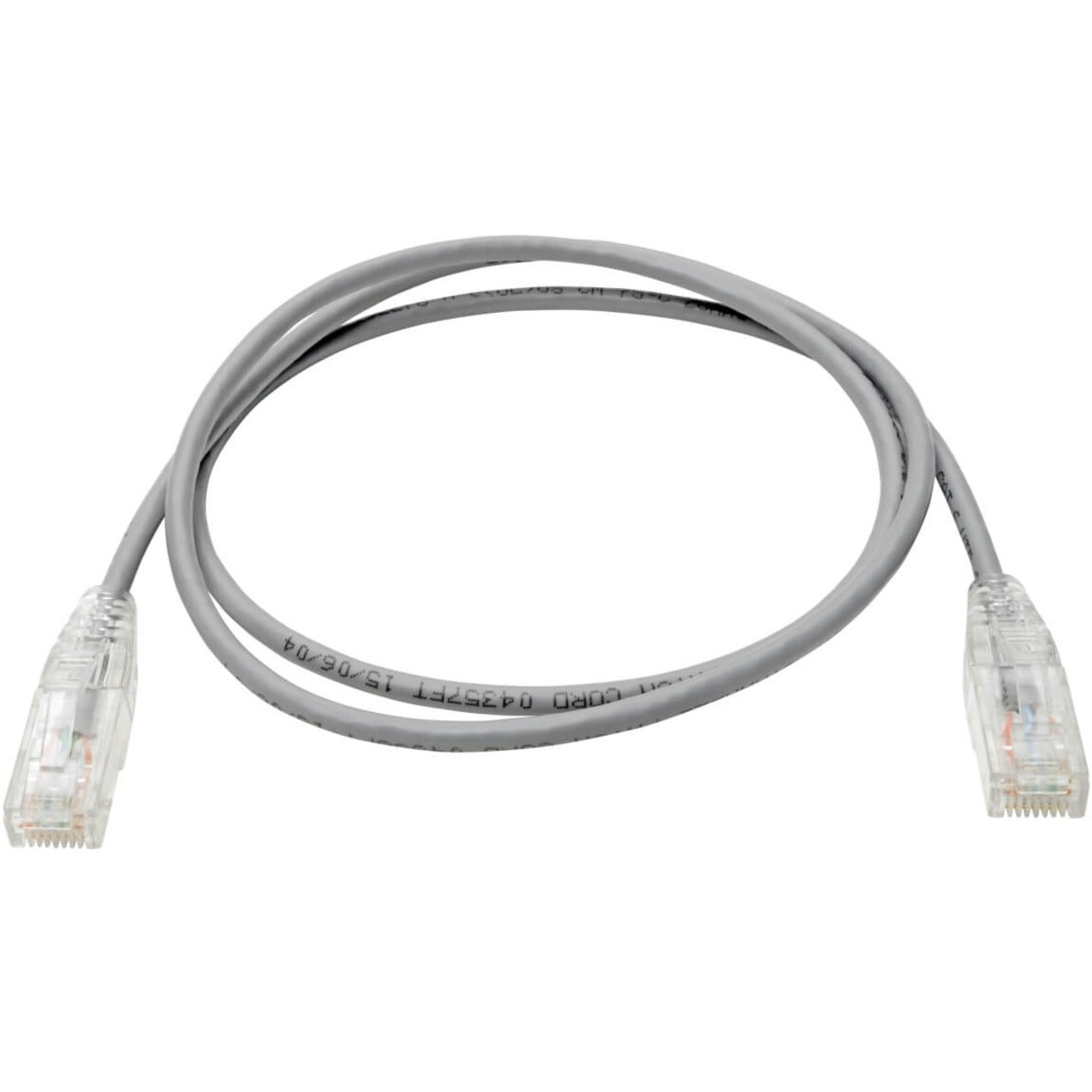 Tripp Lite Slim Cat6 Network Cable, Gigabit UTP Patch Cable, RJ45 M/M Snagless Connectors, Gold-Plated, 28 AWG Copper, Flexible, Gray, 3ft - N201-S03-GY (Lifetime Warranty)