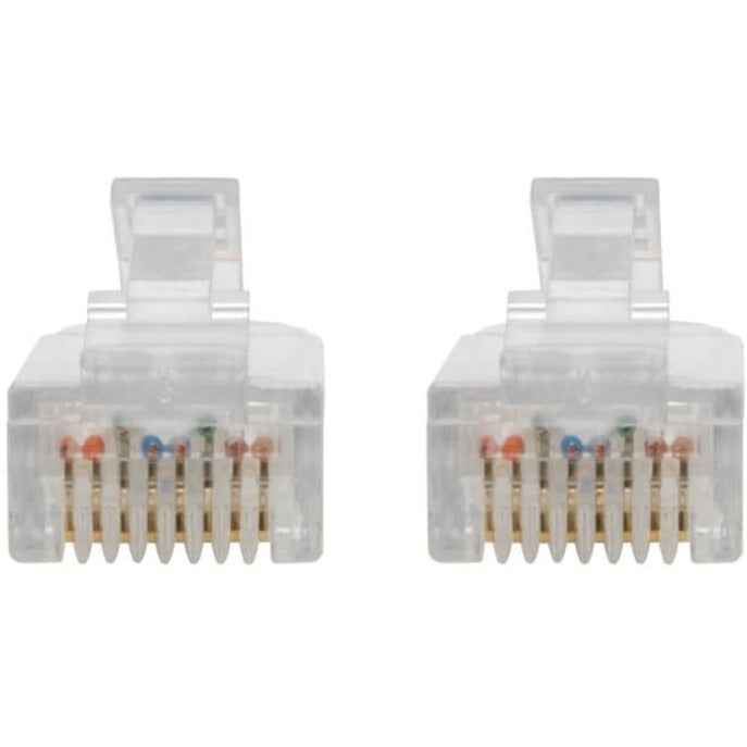 Front view of RJ45 connector pins showing internal wiring arrangement