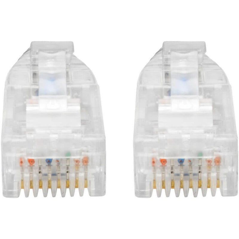 Detailed front view of RJ45 connector pins and contact layout