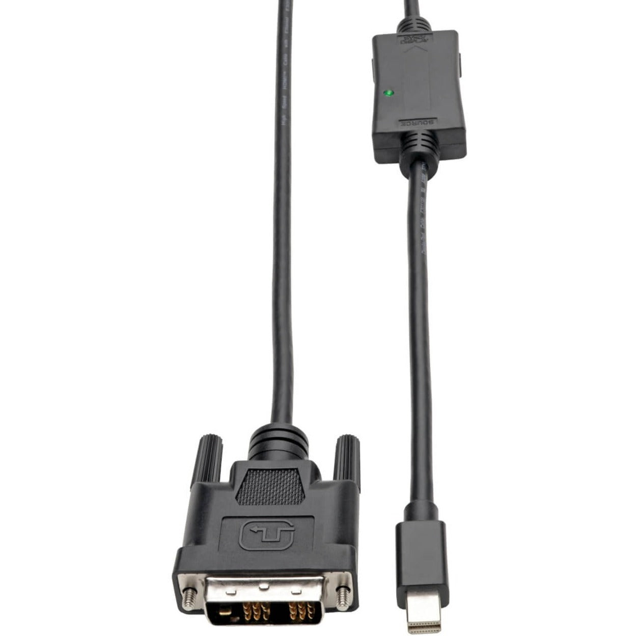 Tripp Lite Mini DisplayPort to DVI adapter cable showing full length with connectors-alternate-image1