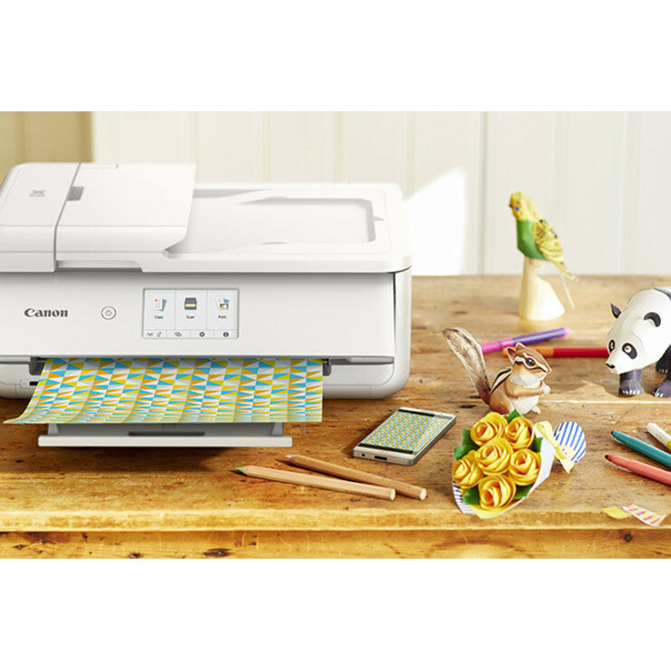 Canon PIXMA TS9521C in a crafting workspace printing patterned paper-alternate-image6