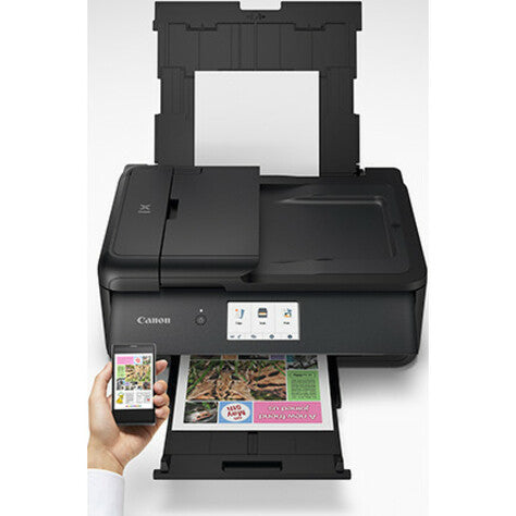 Canon PIXMA TS9520 demonstrating mobile printing capability with smartphone-alternate-image9