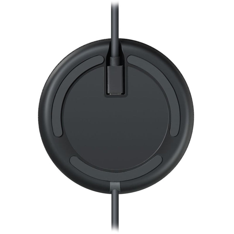 Bottom view of Logitech Rally Microphone showing cable management system