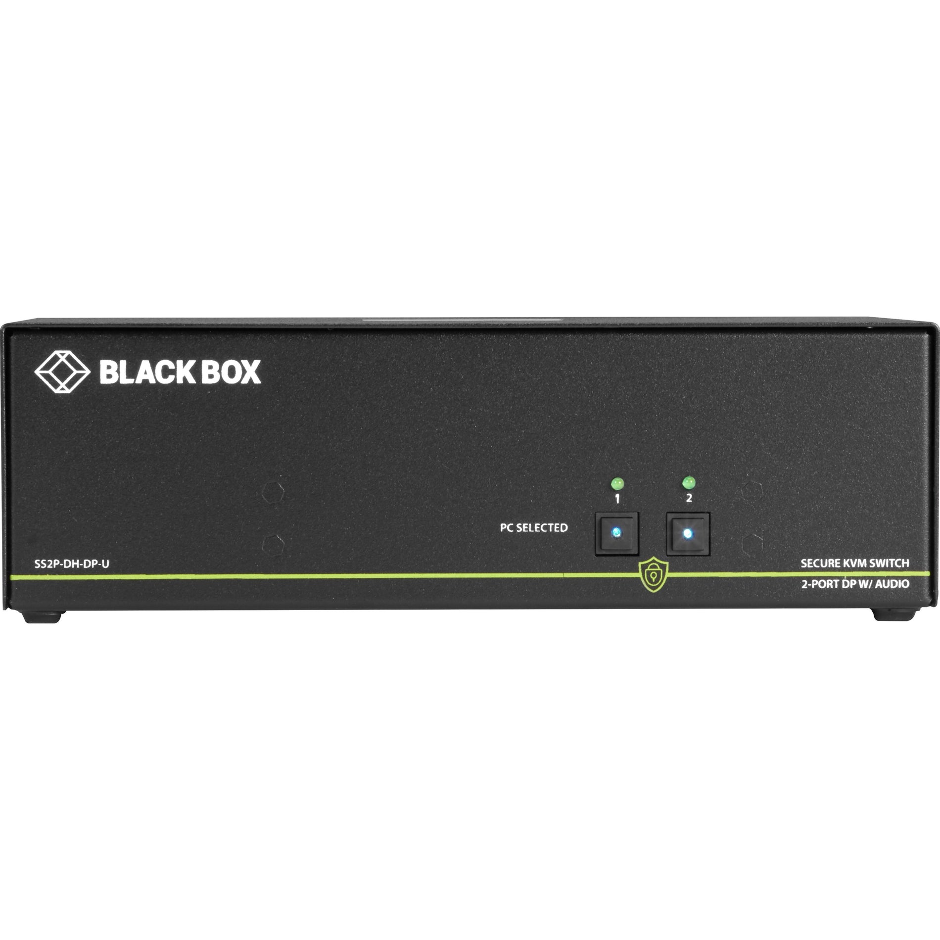 Black Box SS2P-DH-DP-U NIAP 3.0 Secure 2-Port Dual-Head DisplayPort KVM Switch, 4K, TAA Compliant