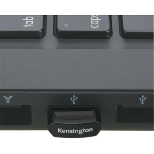 Close-up of USB port with Kensington wireless receiver