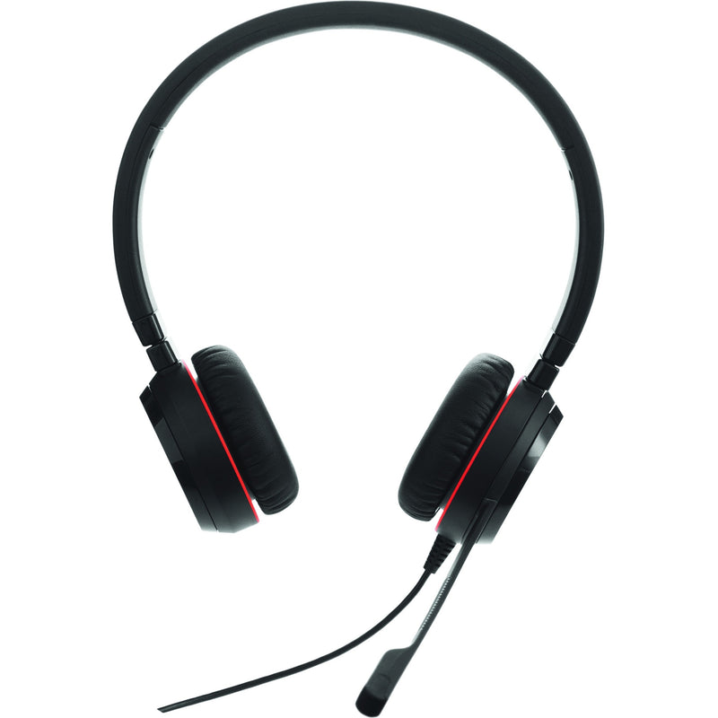 Front view of Jabra EVOLVE 20SE headset showing padded headband and ear cushions