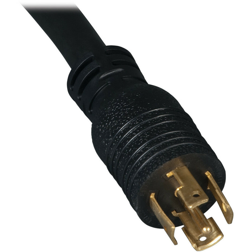 Close-up of NEMA L21-20P connector with gold-plated pins and strain relief-alternate-image2