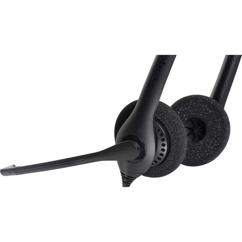 Close-up of Jabra BIZ 1500 headset structural elements and microphone positioning