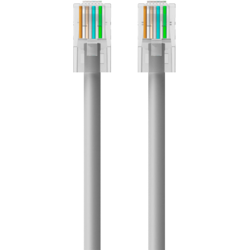 Close-up of color-coded wire arrangement in RJ45 connectors