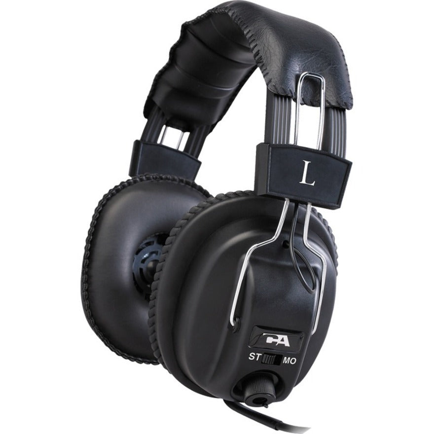 Black over-ear headphones with adjustable headband, volume control, and leatherette ear cushions-alternate-image1