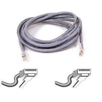 Gray 25-foot Cat5e network patch cable with RJ45 connectors and connector diagram