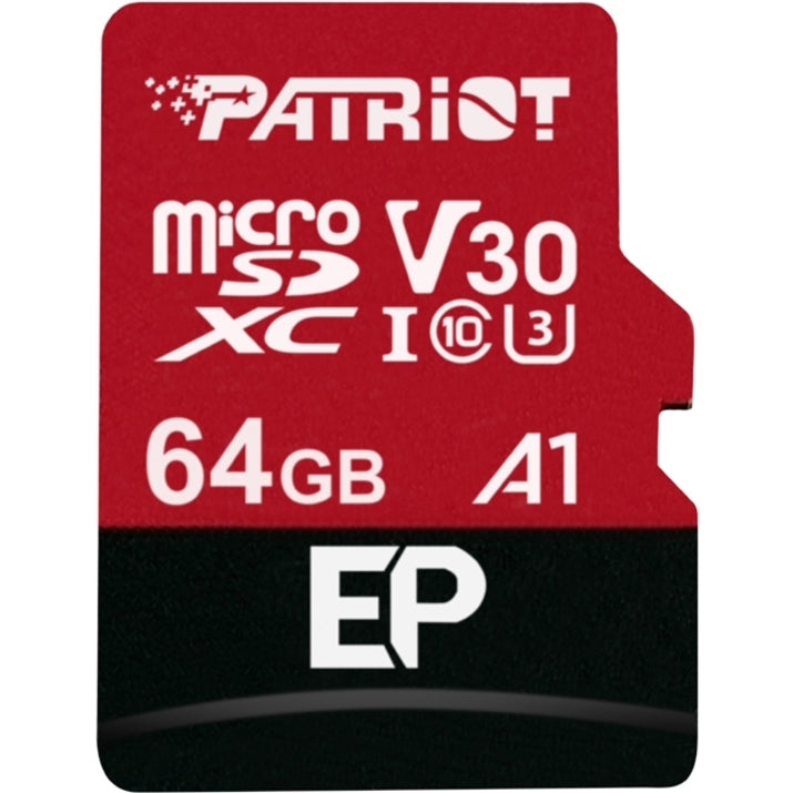 Patriot Memory PEF64GEP31MCX EP Series 64GB microSDXC V30 A1, 64GB Storage Capacity, Class 10/UHS-I (U3), 100 MB/s Read Speed, 80 MB/s Write Speed